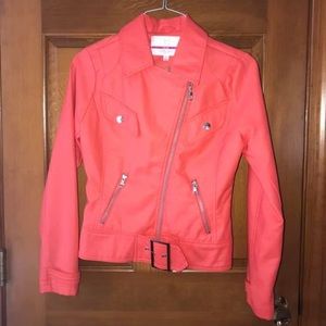 Orange Faux-Leather Jacket